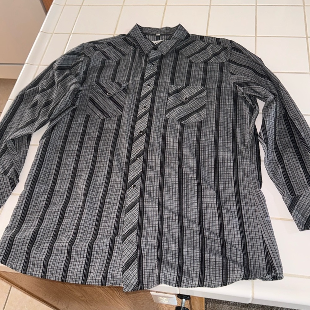 Coral West Ranch Wear Western Shirt Pearl Snap XL black/ gray